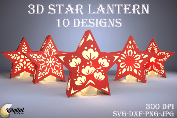 3D Star Lanterns Bundle: Perfect for Christmas 3D SVG Projects