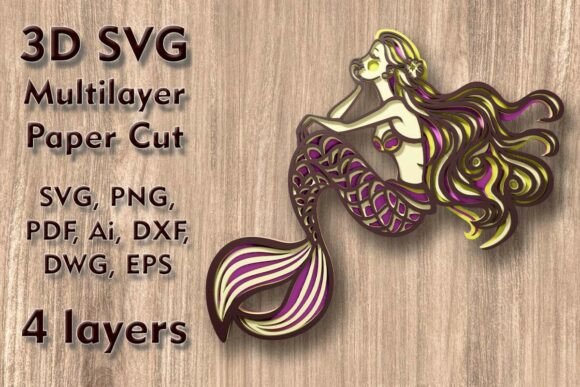 Mermaid 3D SVG: A Fantasy And Fairy Tales Design Asset