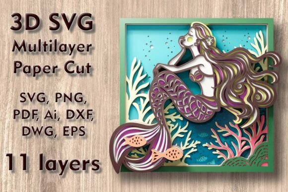 Mermaid 3D SVG for Creative Embroidery Projects