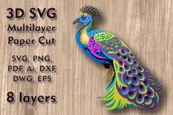 Peacock 3D SVG: A Versatile Ornaments Asset for Publishers