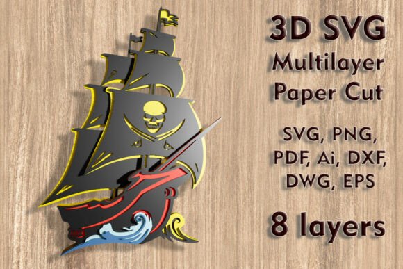 Pirate Ship 3D SVG: A Versatile Ornament for Branding
