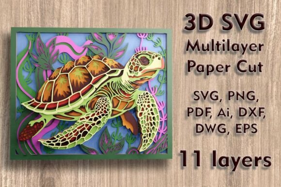 Sea Turtle 3D SVG for Shadow Boxes: A Crafters' Delight
