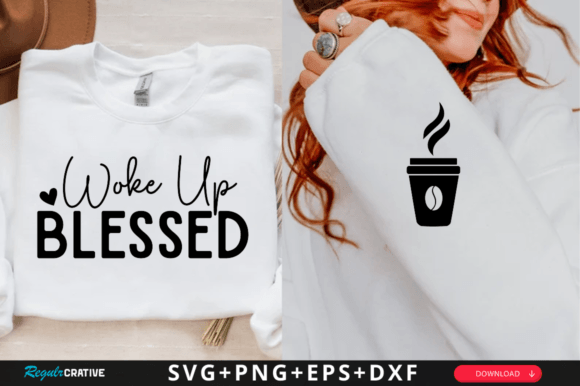 Woke Up Blessed Sleeve Svg Design for T-Shirt Graphics